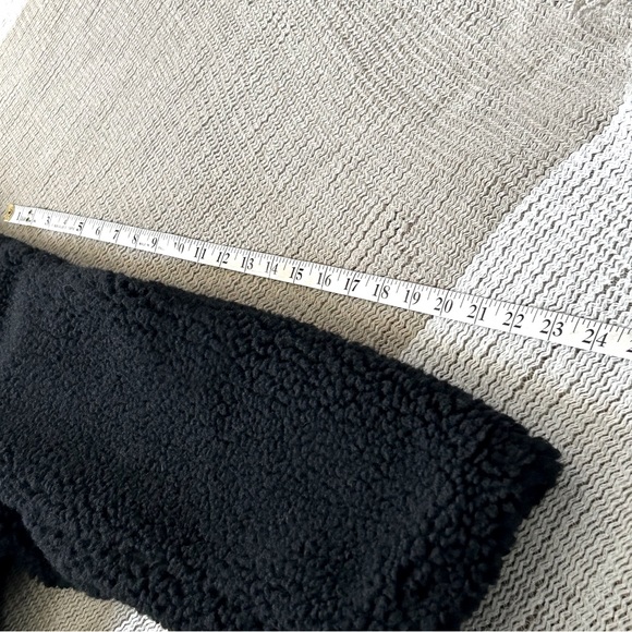 Black Plus Faux Fur Teddy Shearling Button Up Jacket Coat - Picture 13 of 15